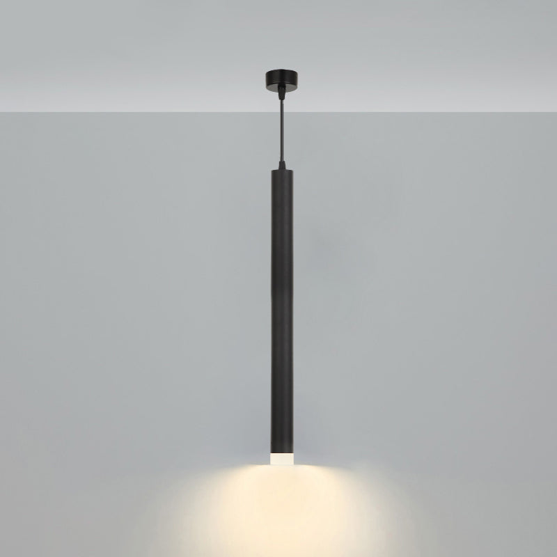 Minimalistic Tube Design Led Hanging Lamp For Bedside Suspension Pendant Light In Black / Column