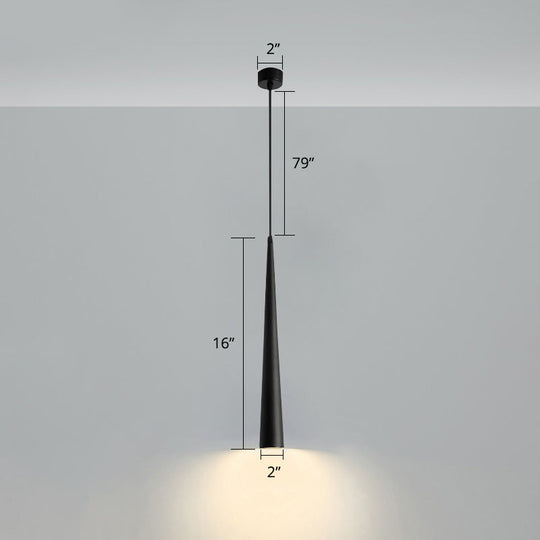 Minimalistic Tube Design Led Hanging Lamp For Bedside Suspension Pendant Light In Black Lighting