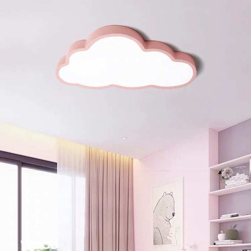 Kids Room Cartoon Led Acrylic Cloud Flushmount Ceiling Lamp Pink / 19.5 White
