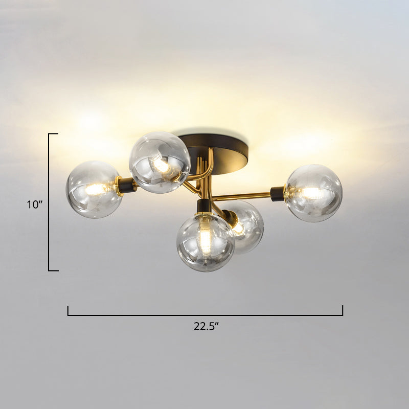Semi-Flush Postmodern Ceiling Light With Glass Shade - Ideal For Dining Rooms And Foyers 5 Lights