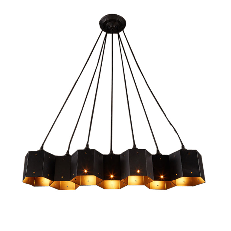 Art Deco Black Metal Honeycomb Island Ceiling Light For Dining Room 7 /