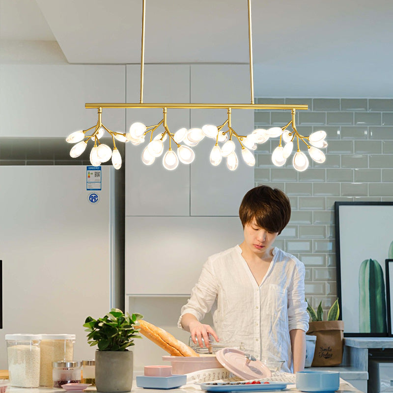Acrylic Island Lighting Fixture: Simplicity Design With 36 Bulbs - Perfect For Dining Rooms!
