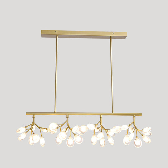 Acrylic Island Lighting Fixture: Simplicity Design With 36 Bulbs - Perfect For Dining Rooms! Gold