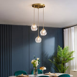 Simplicity Brass Finish Multi Pendant Ceiling Light With Beveled K9 Crystal Suspension 3 /