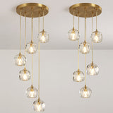 Simplicity Brass Finish Multi Pendant Ceiling Light With Beveled K9 Crystal Suspension