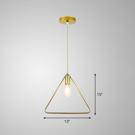 Nordic Metal Pendant Ceiling Light - Gold Cage Frame Design With 1 Bulb Ideal For Dining Room
