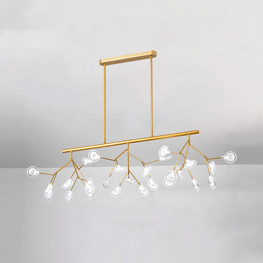 Minimalist Firefly Island Glass Lamp - 27-Bulb Suspended Lighting For Dining Room Gold / Clear