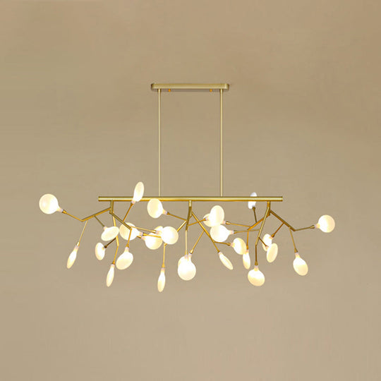 Minimalist Firefly Island Glass Lamp - 27-Bulb Suspended Lighting For Dining Room Gold / White