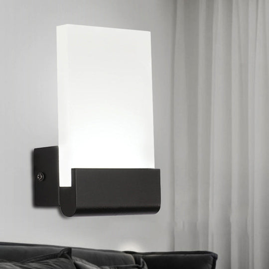 4 Wide Acrylic Led Sconce Light - Black/White Cuboid Design With Warm/White Lighting Options Black /