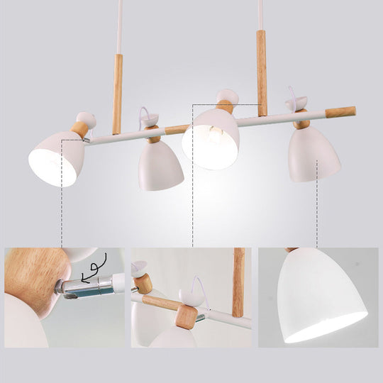 Nordic 4-Light Bell Metal Island Ceiling Hang Light - Adjustable For Dining Room