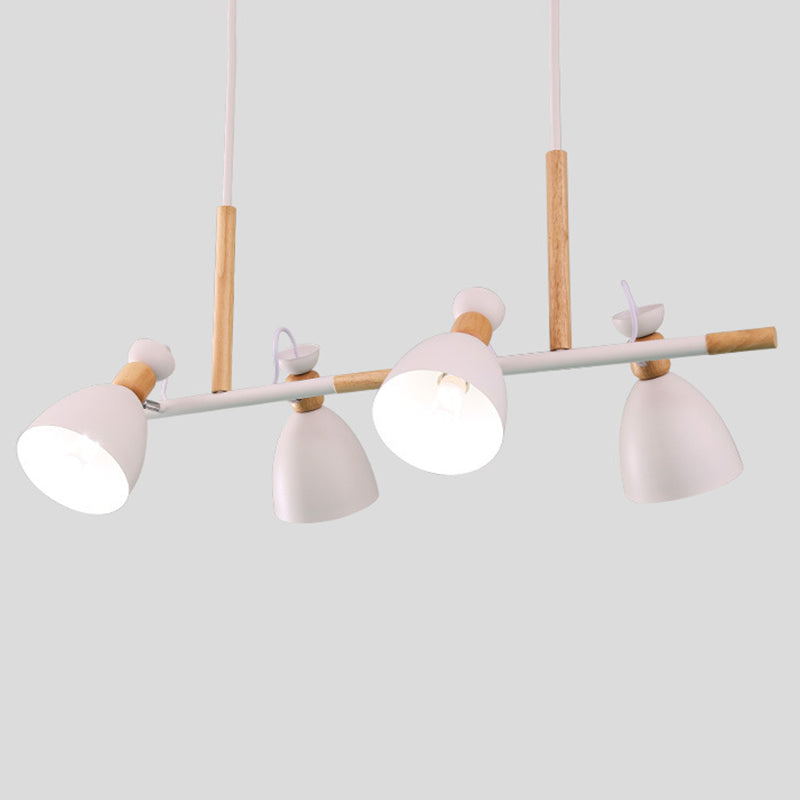 Nordic 4-Light Bell Metal Island Ceiling Hang Light - Adjustable For Dining Room White