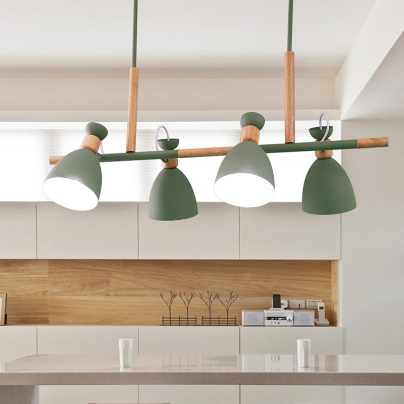 Nordic 4-Light Bell Metal Island Ceiling Hang Light - Adjustable For Dining Room
