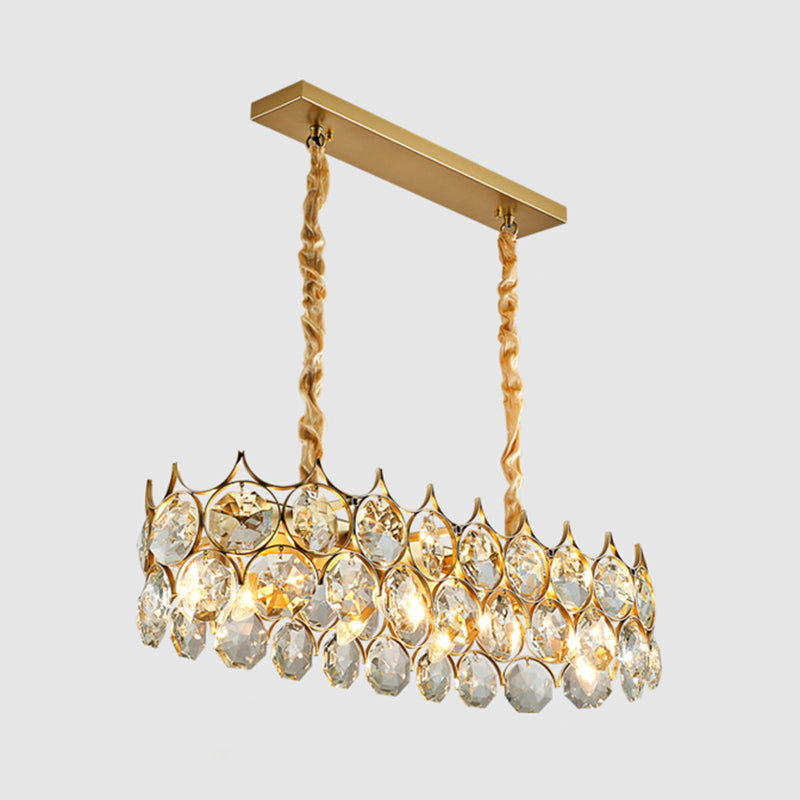 Postmodern Beveled Cut Crystal Chandelier Pendant Light - Elegant Hanging Lamp For Living Room Gold