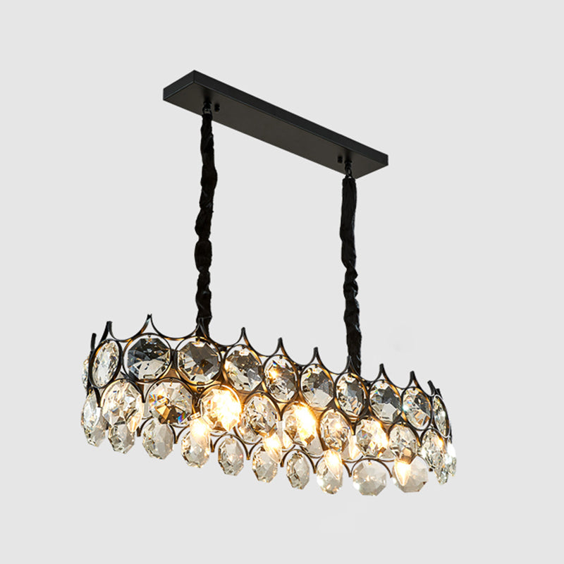 Postmodern Beveled Cut Crystal Chandelier Pendant Light - Elegant Hanging Lamp For Living Room Black