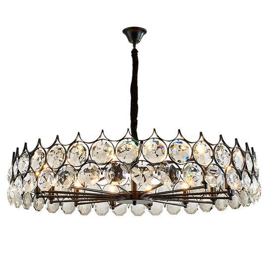 Postmodern Beveled Cut Crystal Chandelier Pendant Light - Elegant Hanging Lamp For Living Room
