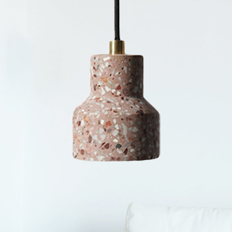 Alathfar - Cement Cement Bell Pendant Ceiling Light Simplicity 1 Light Black/White/Pink Hanging Ceiling Light