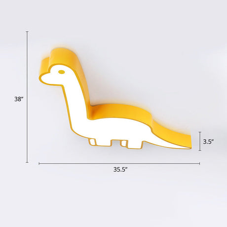 Dinosaur Led Flushmount Ceiling Lamp For Kids Room - Metal Flush-Mount Light Fixture