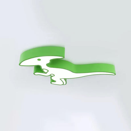Dinosaur Led Flushmount Ceiling Lamp For Kids Room - Metal Flush-Mount Light Fixture Green / White