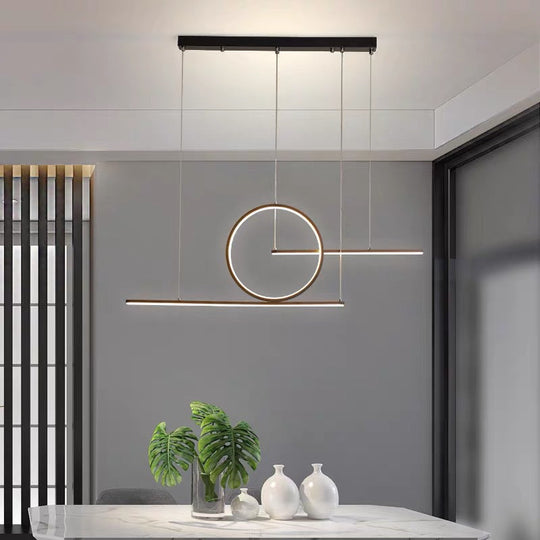 Minimalist Led Island Pendant Light With Halo Ring For Dining Room