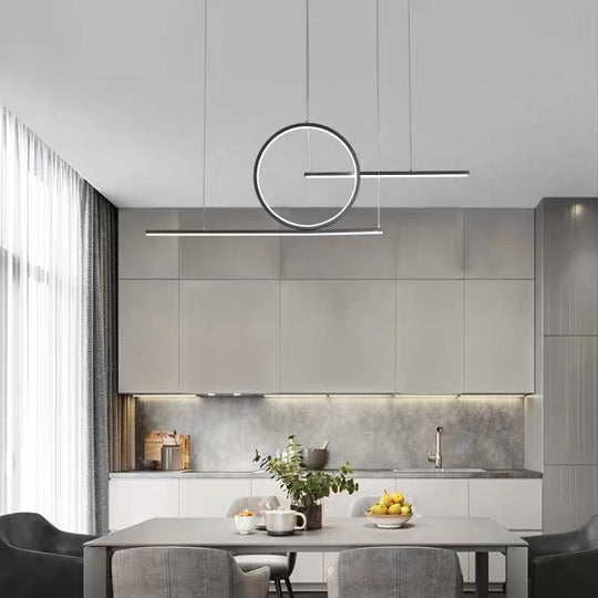 Minimalist Led Island Pendant Light With Halo Ring For Dining Room