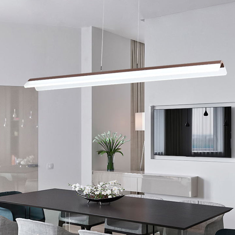 Sleek Coffee Led Pendant Light Fixture For Dining Room - Bend Aluminum Island Lamp