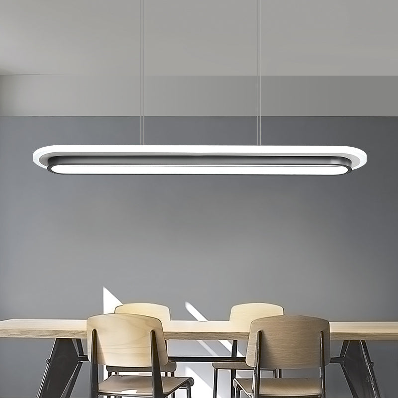 Nordic Style Black & White Elliptical Island Led Suspension Lamp - Modern Acrylic Lighting For Table