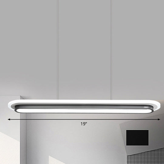 Nordic Style Black & White Elliptical Island Led Suspension Lamp - Modern Acrylic Lighting For Table