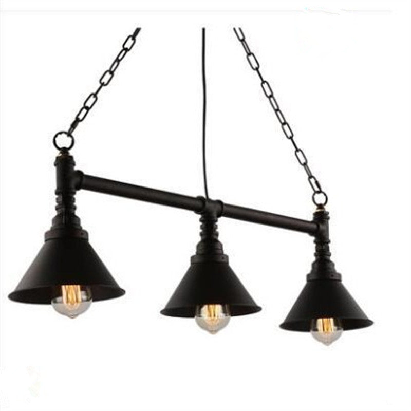 Industrial Conical 3-Head Black Hanging Ceiling Light For Restaurants