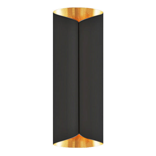 Postmodern Roll Shape Metal Wall Lamp Sconce - 2-Bulb Mount Light For Stairs Gold-Black / 16.5