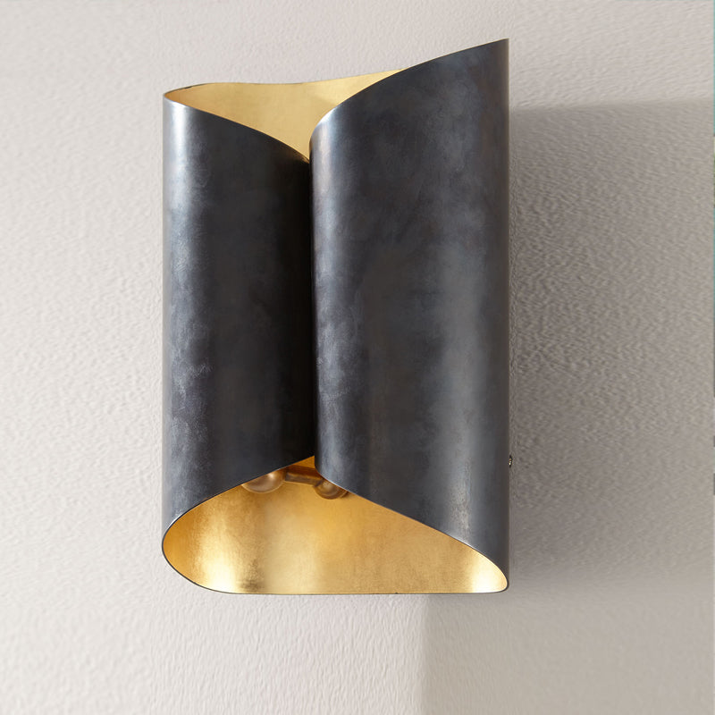 Postmodern Roll Shape Metal Wall Lamp Sconce - 2-Bulb Mount Light For Stairs