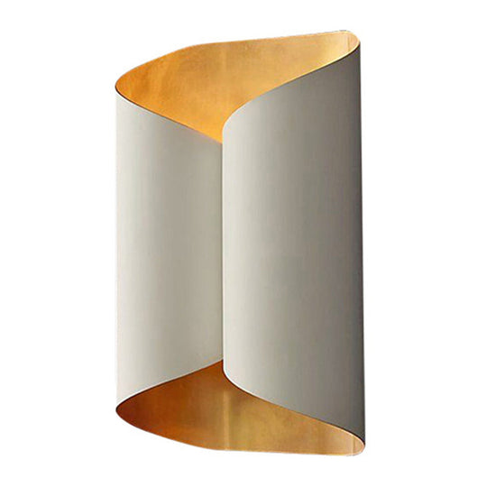 Postmodern Roll Shape Metal Wall Lamp Sconce - 2-Bulb Mount Light For Stairs White-Gold / 10.5