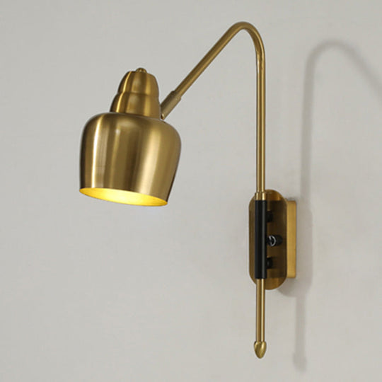 Swivel Shade Wall Mount Light - Sleek Metal Bedside Reading Lamp With V-Shaped Arm Gold / Cylinder