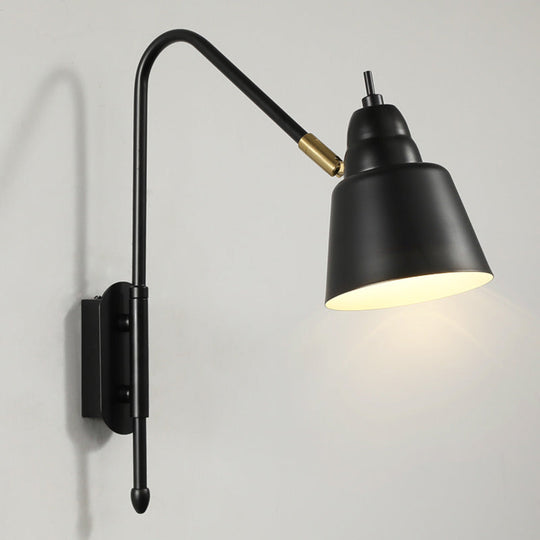 Swivel Shade Wall Mount Light - Sleek Metal Bedside Reading Lamp With V-Shaped Arm