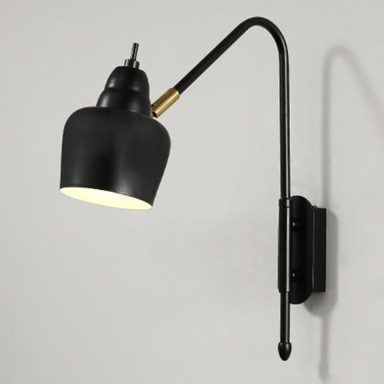 Swivel Shade Wall Mount Light - Sleek Metal Bedside Reading Lamp With V-Shaped Arm Black / Cylinder
