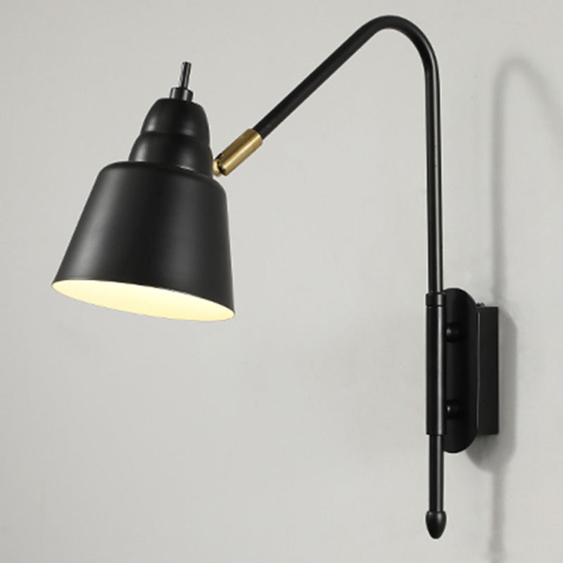 Swivel Shade Wall Mount Light - Sleek Metal Bedside Reading Lamp With V-Shaped Arm Black / Wide