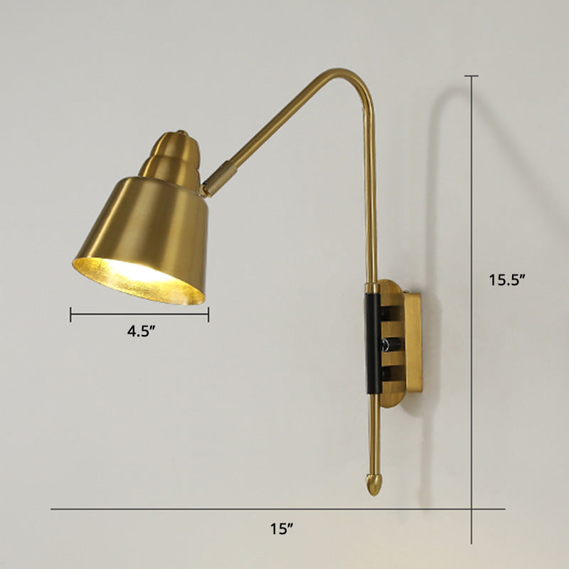 Swivel Shade Wall Mount Light - Sleek Metal Bedside Reading Lamp With V-Shaped Arm