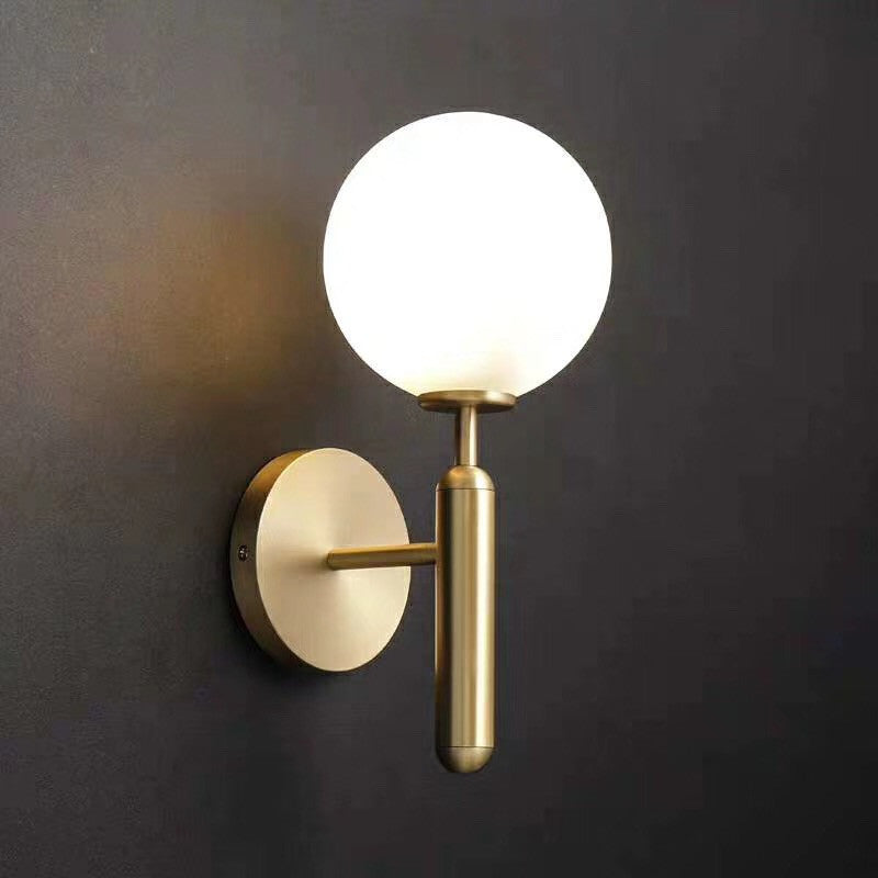 Glass Single-Bulb Stairway Wall Sconce With Simple Style Lighting Gold