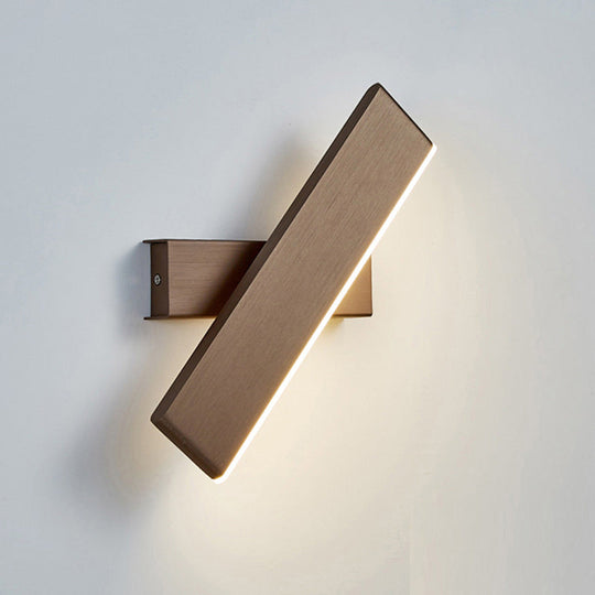 Modern Aluminum Led Swivel Wall Light Sconce For Bedroom - Bar Shape Coffee / Warm