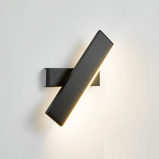 Modern Aluminum Led Swivel Wall Light Sconce For Bedroom - Bar Shape Black / Natural