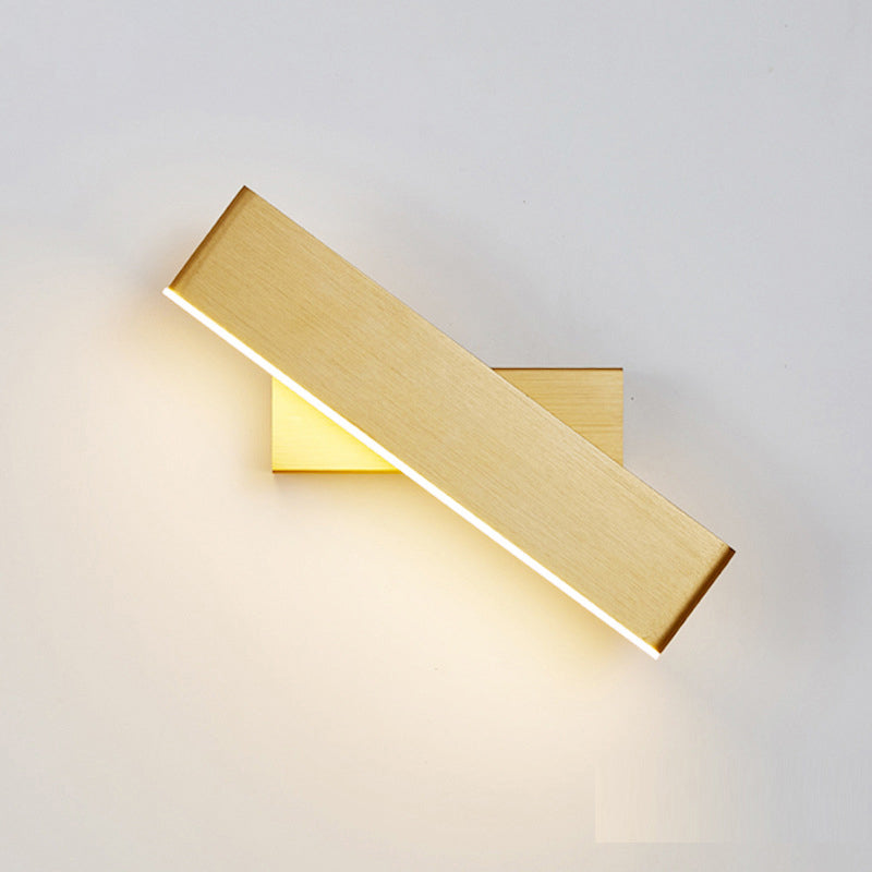 Modern Aluminum Led Swivel Wall Light Sconce For Bedroom - Bar Shape Gold / Natural