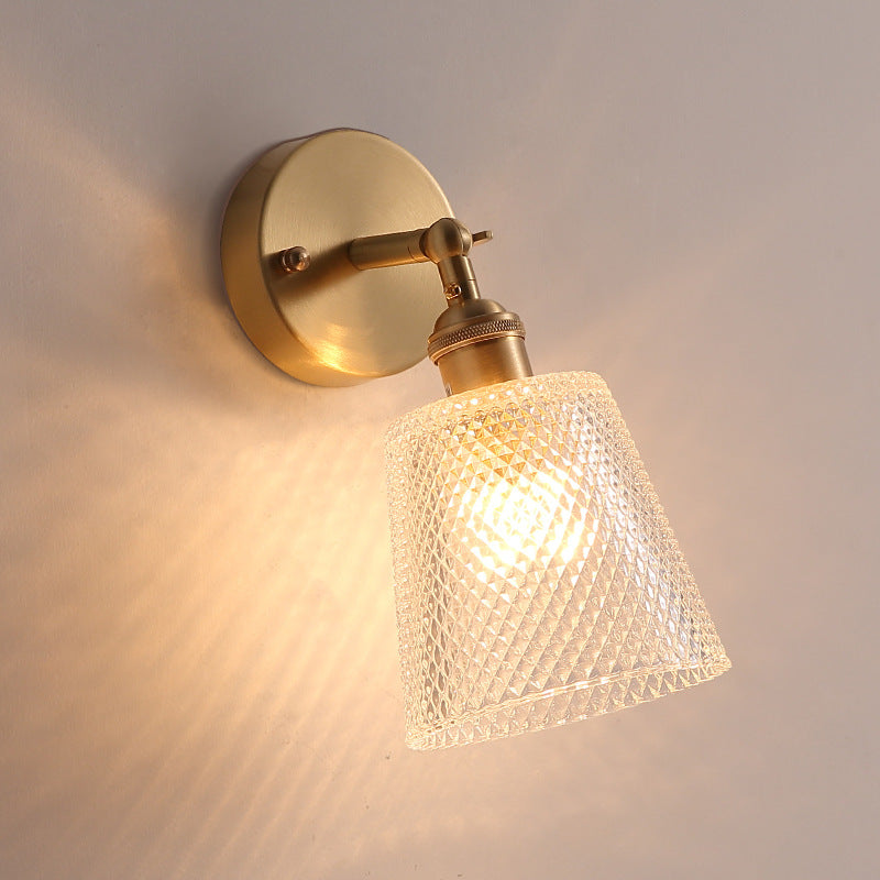 Postmodern Gold Wall Lamp With Tapered Adjustable Sconce Lighting For Bedroom / Rhombus
