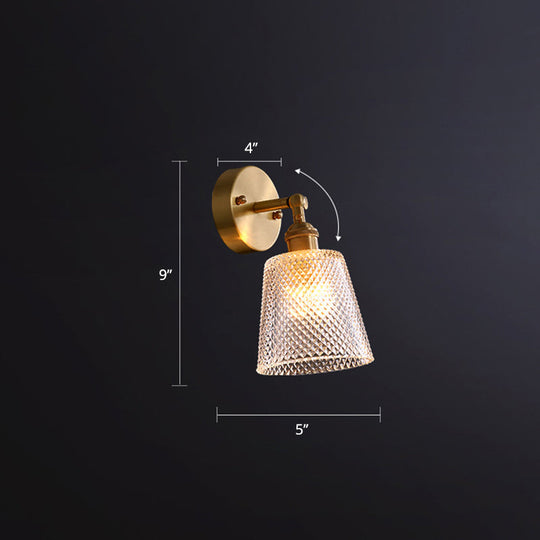 Postmodern Gold Wall Lamp With Tapered Adjustable Sconce Lighting For Bedroom