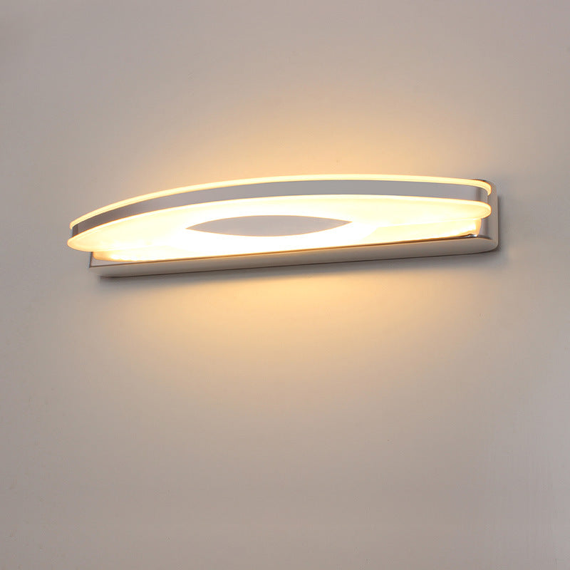 Curved Led Vanity Sconce With Stainless Steel Finish For Bathrooms