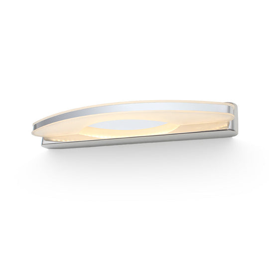 Curved Led Vanity Sconce With Stainless Steel Finish For Bathrooms Chrome