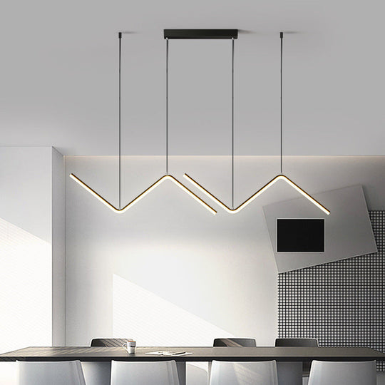 Z-Shaped Metal Led Suspension Light Fixture For Restaurants - Simplicity At Its Best! Black / Warm