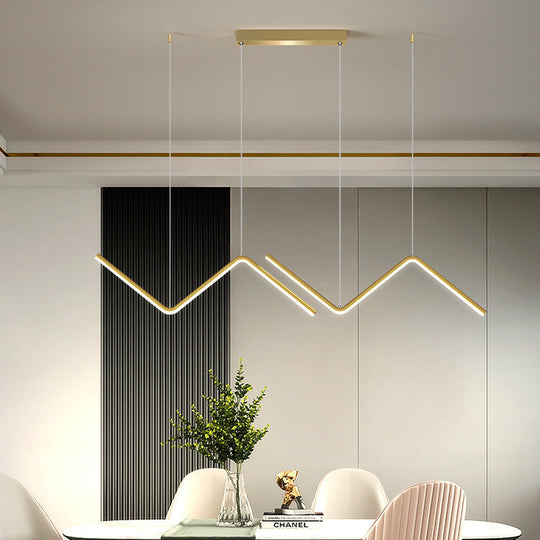 Z-Shaped Metal Led Suspension Light Fixture For Restaurants - Simplicity At Its Best! Gold / White
