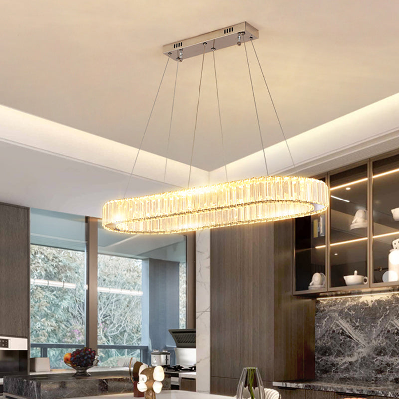 Sleek Led Suspension Lamp With Optical K9 Crystal - Perfect For Restaurants And Islands Gold / 27.5