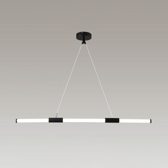 Minimalist Glass Tube Pendant Lamp With Frosted White Shade And Black Led For Offices 3 /