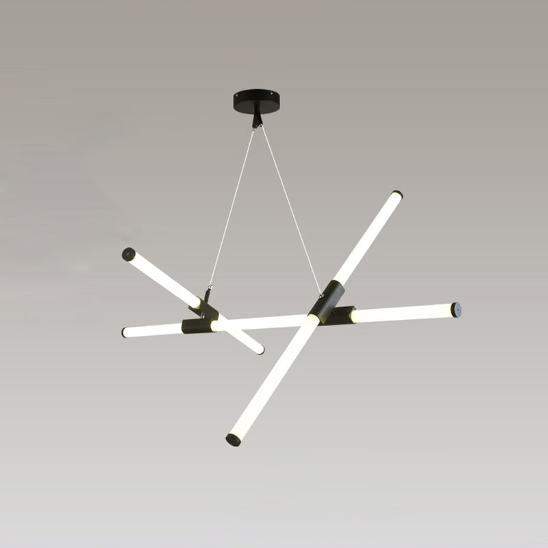 Minimalist Glass Tube Pendant Lamp With Frosted White Shade And Black Led For Offices 7 /