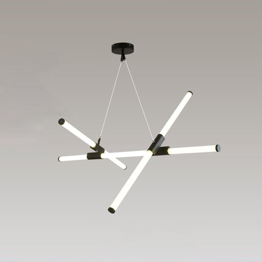 Minimalist Glass Tube Pendant Lamp With Frosted White Shade And Black Led For Offices 7 /